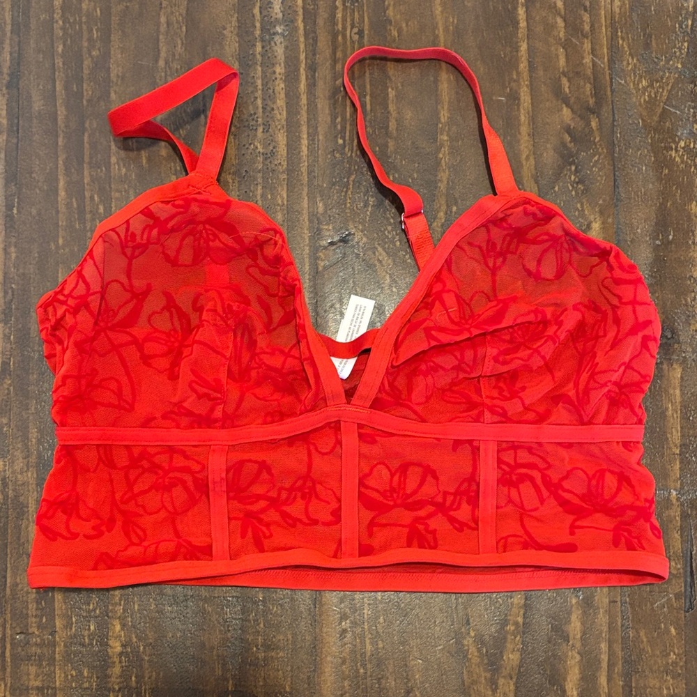 Auden Red Sheer Lace Bralette